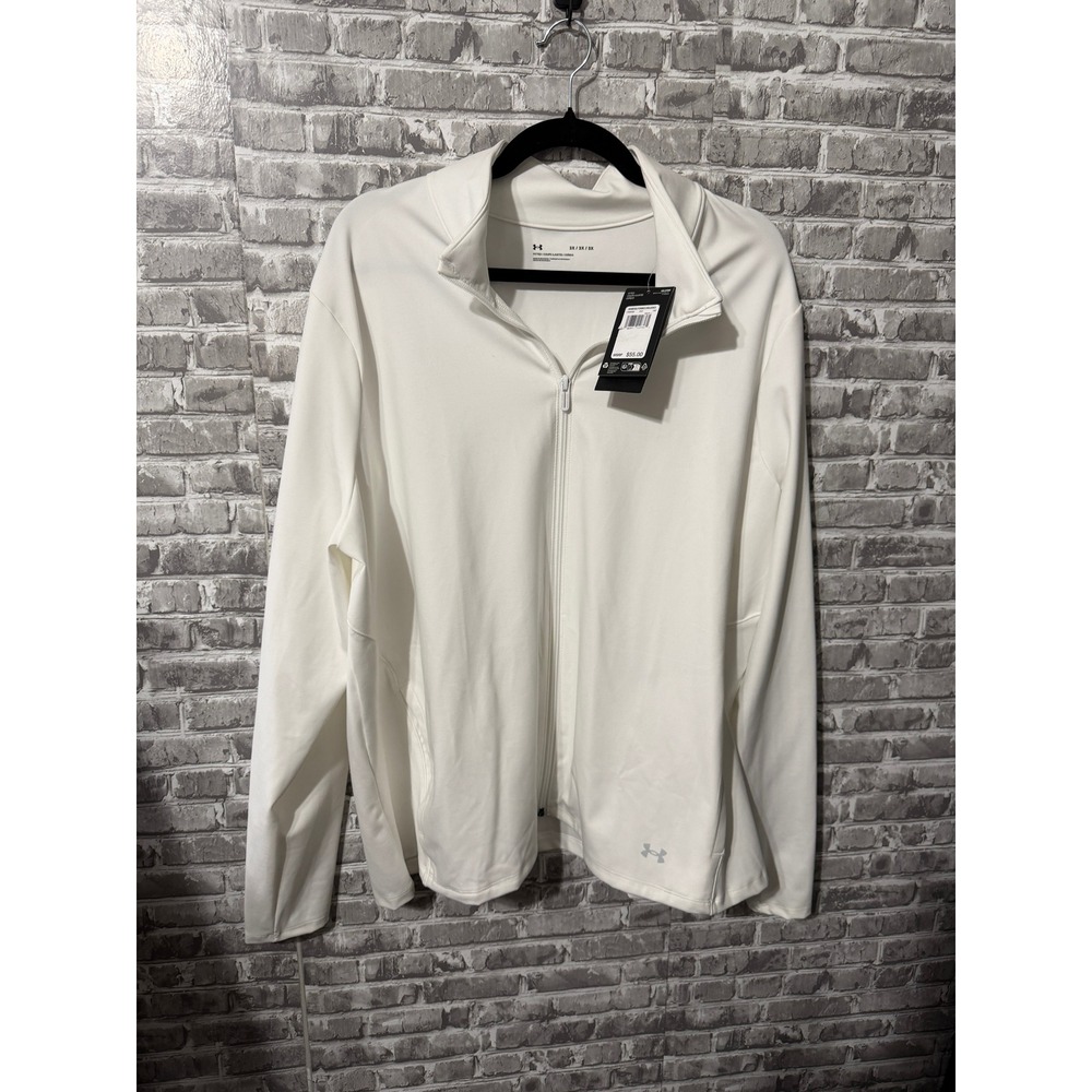 Under Armour Womens White Full Zip Fitted Training Jacket 1368490 Size 3X NWT